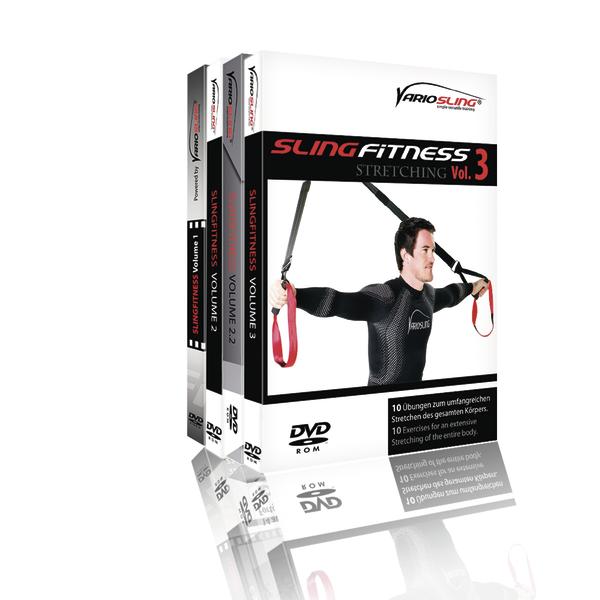 DVD-Set mit Sling Fitness Stretching Übungen für Ganzkörpertraining und Flexibilität.