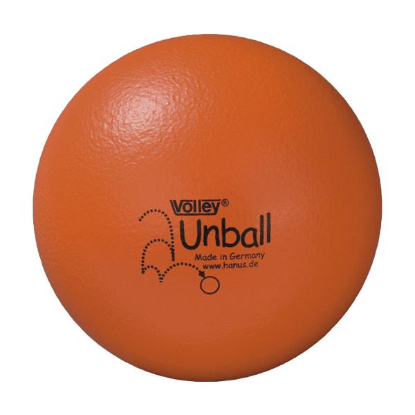 Orangefarbener Volley Unball Softball aus Schaumstoff, Made in Germany.