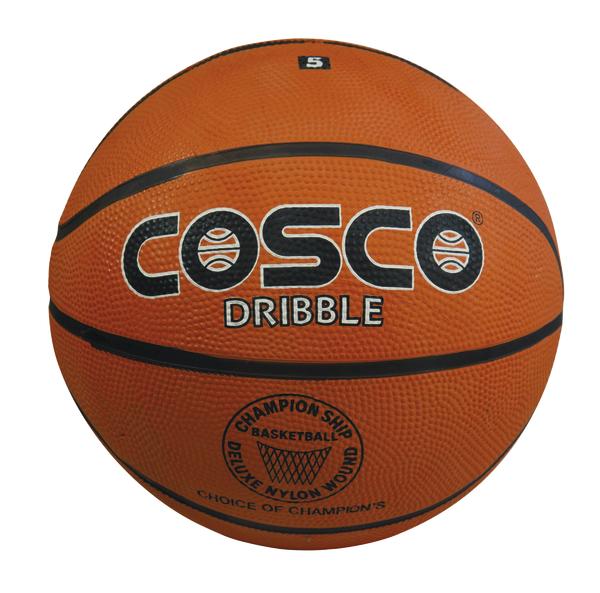 Basketballball Cosco Dribble in Orange mit schwarzem Schriftzug und Linien, Größe 5.