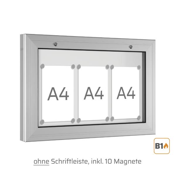 Kantline-Schaukasten im Querformat, Öffnung 180 Grad nach unten, 80 x 54 cm für 3 Seiten DIN A4