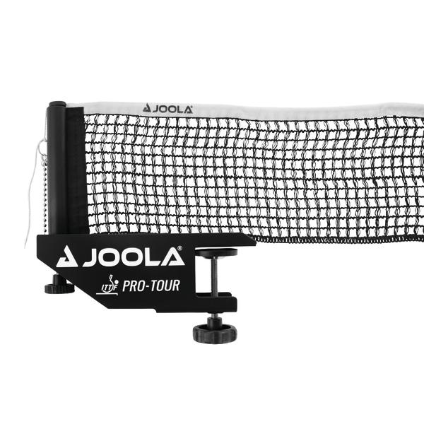 Tischtennisnetz JOOLA Pro-Tour mit Klemme und schwarzem Netz für Wettkampfspiele.
