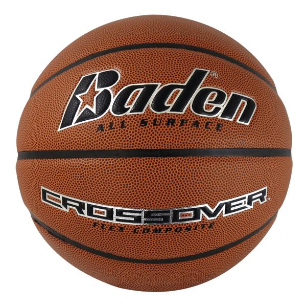 Basketball Baden Crossover aus Leder für alle Spielflächen, braun mit schwarzer Schrift.
