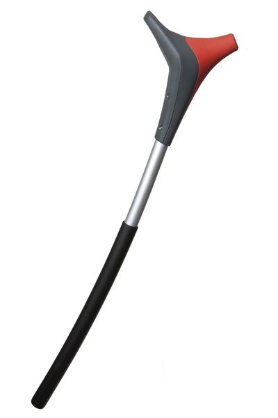 Schläger mit ergonomischem Griff und flexiblem Silikonaufsatz, weißer Hintergrund.