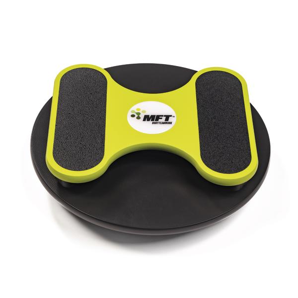 Balance-Board mit rutschfester Oberfläche und gelbem Fußstützbrett für Fitness und Gleichgewichtstraining.