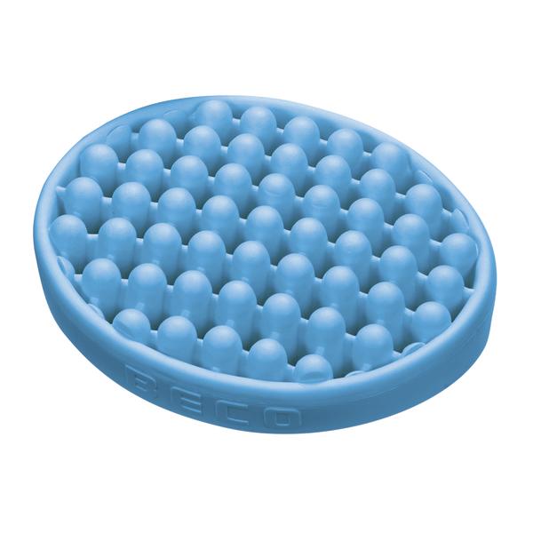 Blauer Massageball mit Noppen zur Muskelentspannung und Durchblutungsförderung.