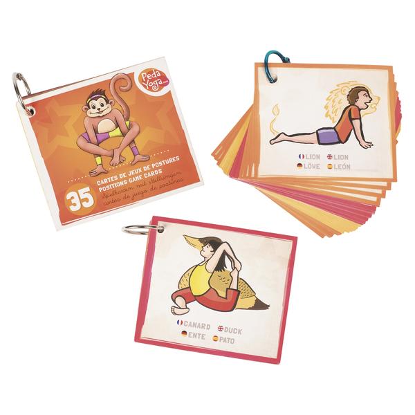 Peda Yoga Spielkarten mit 35 Yoga-Posen für Kinder, bunt und pädagogisch gestaltet.