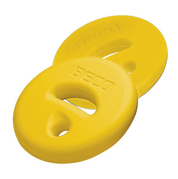 Gelbe BECO Schwimmhilfen für Kinder, runde Form mit Griffen, sicher und langlebig.