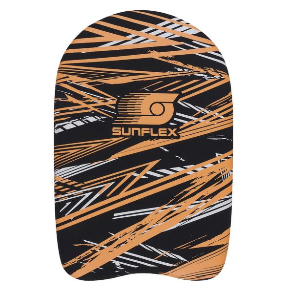 Schwimmbrett mit orange-schwarzem Design und Sunflex-Logo für Schwimmtraining.