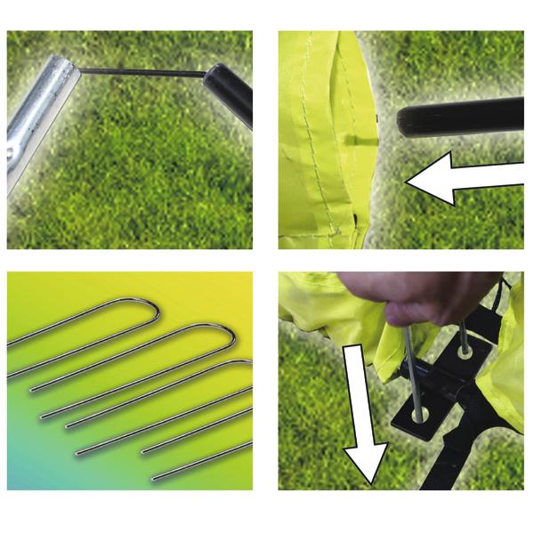 Detailaufnahme der Bodenbefestigung tragbares Mini-Fußballtor.